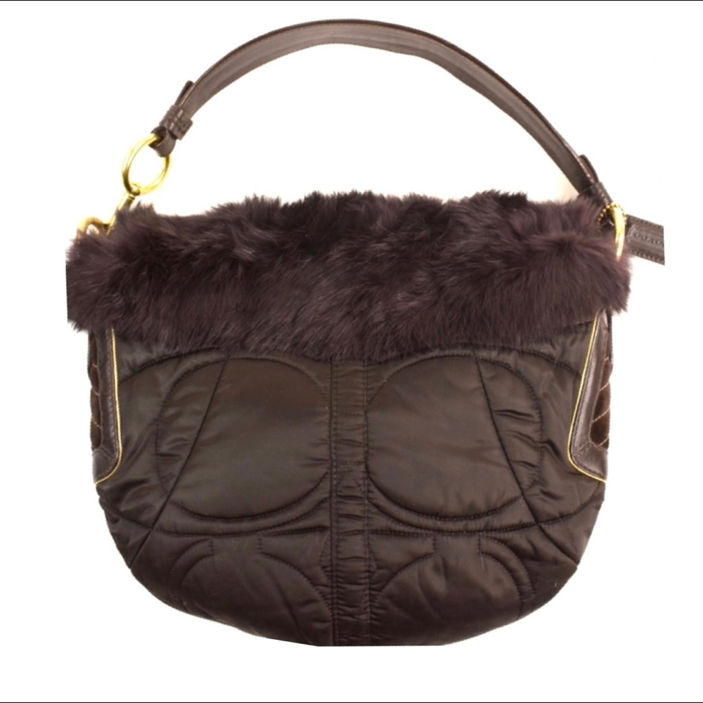 Sold…Coach rabbit fur shoulder bag
